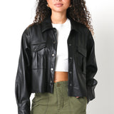 Leather Button Down Top