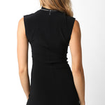 High Neck Sleeveless Spandex Mini Dress - black, womens dress collection