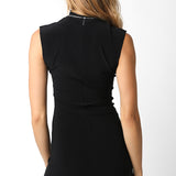 High Neck Sleeveless Spandex Mini Dress - black, womens dress collection