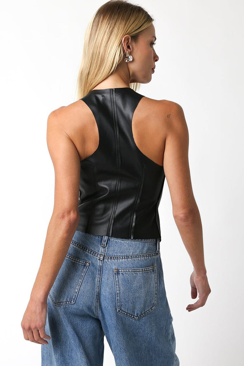 Leather Zip Up Vest