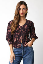 Smocked Floral Top