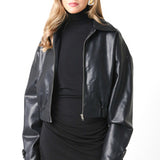 Faux Leather Bomber Jacket