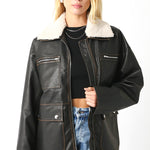 Vintage Leather Trucker Jacket - Brown, Women's Jackets Collection