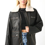 Vintage Leather Trucker Jacket - Brown, Women's Jackets Collection