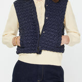 Cropped Quilting Vest - Navy, Women's Vests Collection