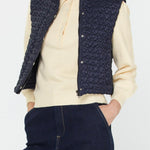 Cropped Quilting Vest - Navy, Women's Vests Collection