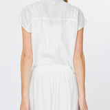 Boxy Crop top Front Button Detail - White, Women's Tops Collection