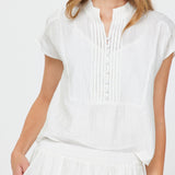 Boxy Crop top Front Button Detail - White, Women's Tops Collection