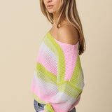 Striped Wide Neck Knit Sweater