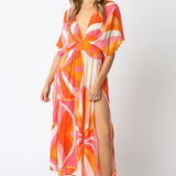 Retro Print Maxi Dress