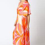Retro Print Maxi Dress