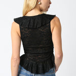 Plunge Lace Top - black, womens top collection