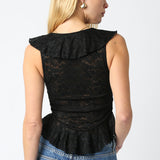 Plunge Lace Top - black, womens top collection