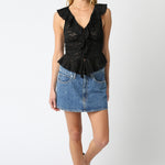 Plunge Lace Top - black, womens top collection