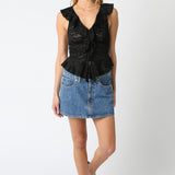 Plunge Lace Top - black, womens top collection
