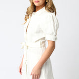 Button Down Linen Belt Dress
