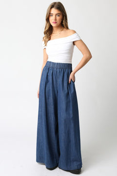 Elastic Waist Wide Leg Pant