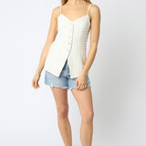 Pinstripe Button Vest