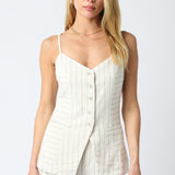 Pinstripe Button Vest