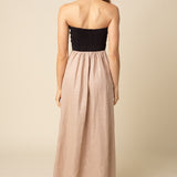 Strapless Linen Two tone Dress