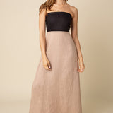 Strapless Linen Two tone Dress