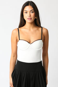 Black Trim Bustier Bodysuit