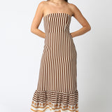 Stripe Strapless Maxi Dress