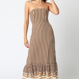 Stripe Strapless Maxi Dress