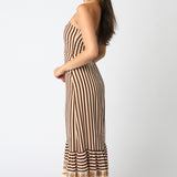 Stripe Strapless Maxi Dress
