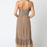 Stripe Strapless Maxi Dress