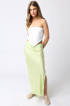 Silk Skirt With Tie Waist - Honeydew, Women's Skirts Collection