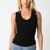 V Neck Ribbed Tank Top - Black, Women's Tops Collection