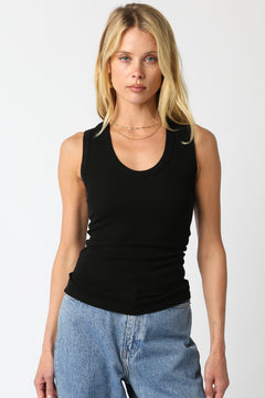 V Neck Ribbed Tank Top - Black, Women's Tops Collection