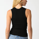 V Neck Ribbed Tank Top - Black, Women's Tops Collection
