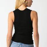 V Neck Ribbed Tank Top - Black, Women's Tops Collection
