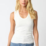 V Neck Ribbed Tank Top - Off White, Women's Tops Collection