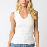 V Neck Ribbed Tank Top - Off White, Women's Tops Collection