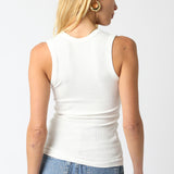 V Neck Ribbed Tank Top - Off White, Women's Tops Collection