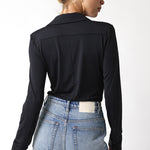 Button Down Bodysuit - black, womens bodysuit collection