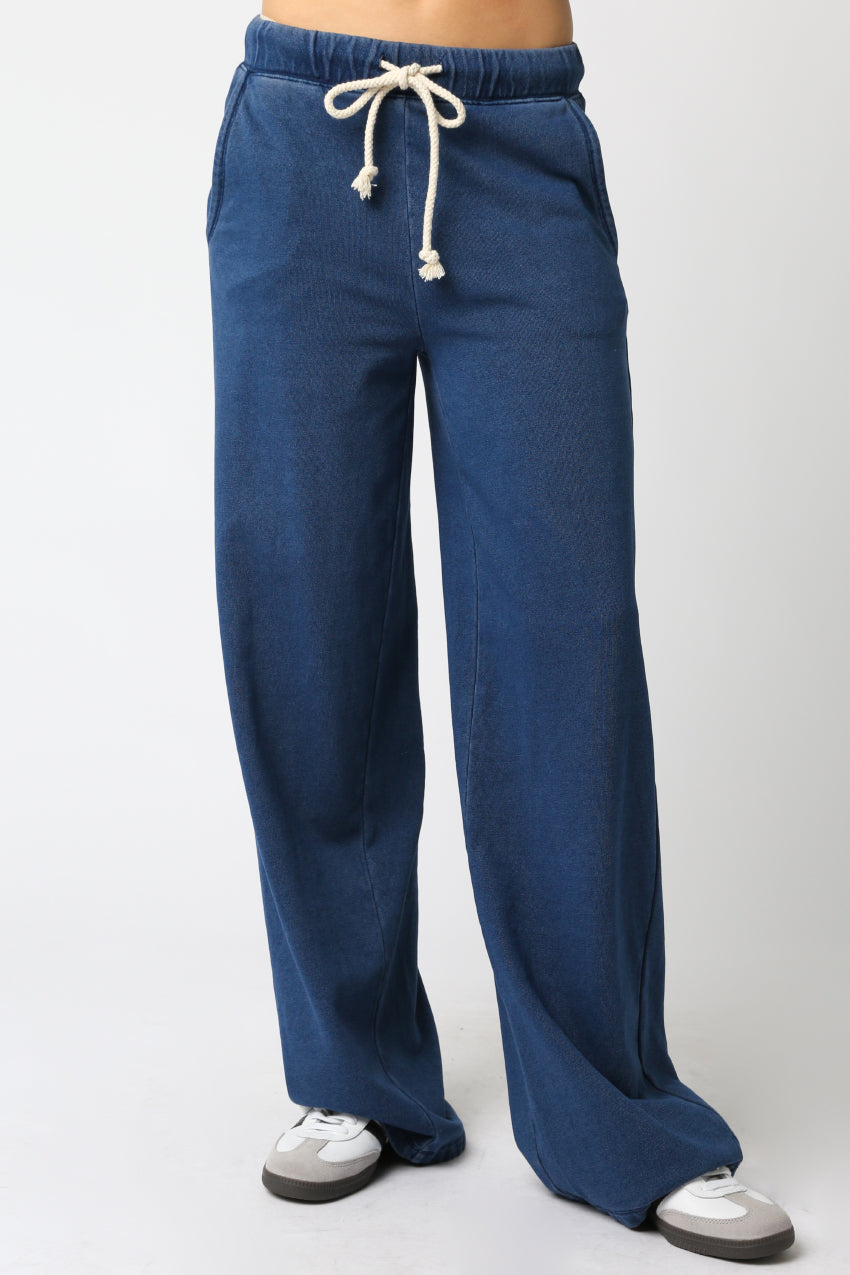 Straight Leg Pant With Drawstring - Denim, Women's Pants Collection