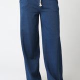 Straight Leg Pant With Drawstring - Denim, Women's Pants Collection