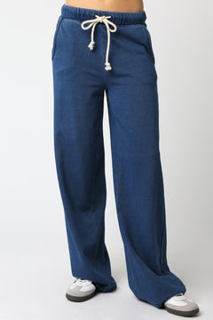 Straight Leg Pant With Drawstring - Denim, Women's Pants Collection
