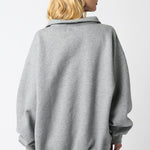 Button Collared Sweatshirt - Charcoal, Women's Sweatshirts Collection