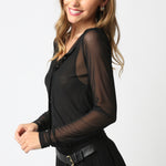 Sheer Layered Top - black sheer, womens top collection