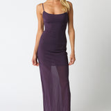 Midi Mesh Slip Dress with Lining