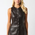 Vegan Leather Vest - dark chocolate, womens vest collection