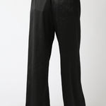 Button Front Satin Pants - black, womens pants collection