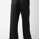 Button Front Satin Pants - black, womens pants collection