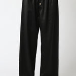 Button Front Satin Pants - black, womens pants collection