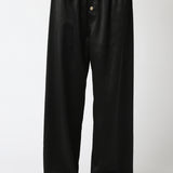Button Front Satin Pants - black, womens pants collection